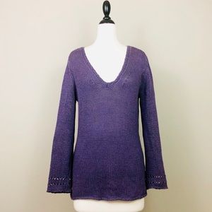 J. Jill Purple Open Knit Sweater